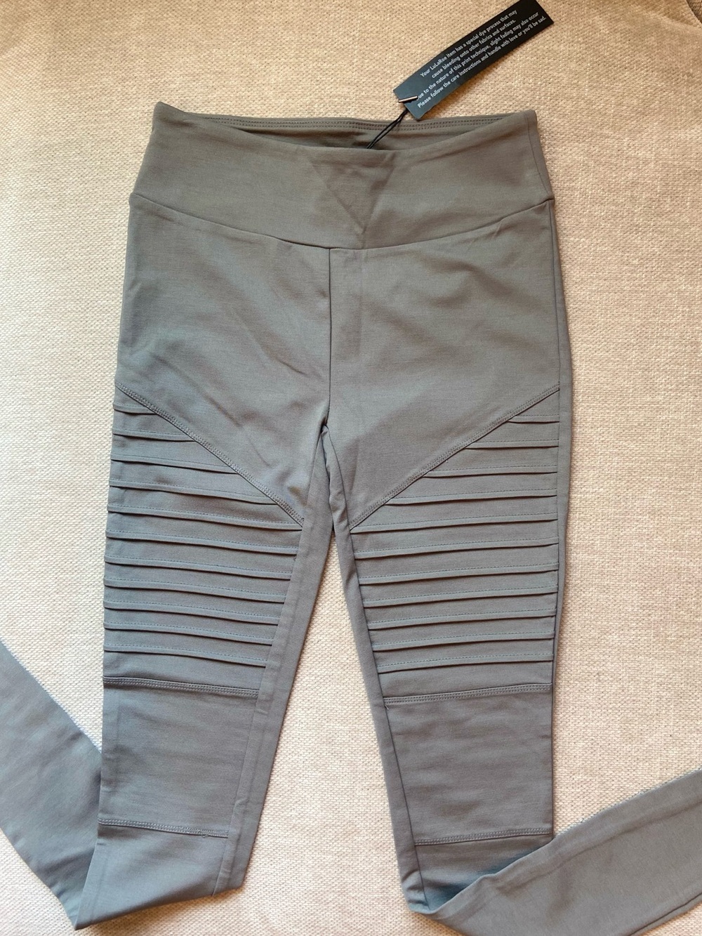 Ribbed Moto Leggings - Gray